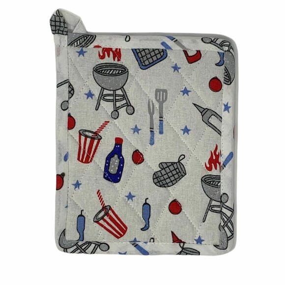 Oven Mitt Pot Holder and Tea Towel Set BBQ Grilling Theme 4 PC Kitchen - Picture 3 of 5